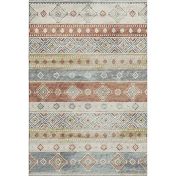 3' X 5' Desert Sand Rust And Ivory Tribal Washable Area Rug With UV Protection