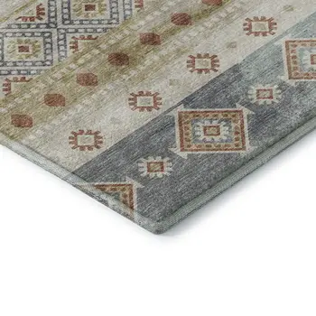 3' X 5' Desert Sand Rust And Ivory Tribal Washable Area Rug With UV Protection