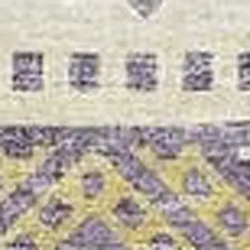 10' X 14' Purple Ivory And Gold Tribal Washable Area Rug With UV Protection