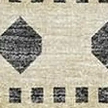 9' X 12' Gray Beige And Ivory Tribal Washable Area Rug With UV Protection