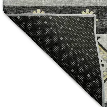 10' X 14' Gray Beige And Ivory Tribal Washable Area Rug With UV Protection