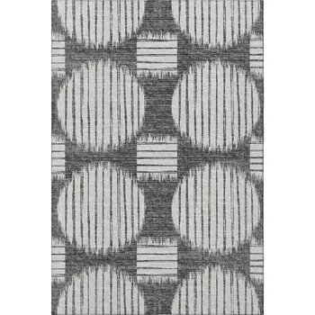 8' X 10' Gray And Charcoal Geometric Washable Area Rug With UV Protection