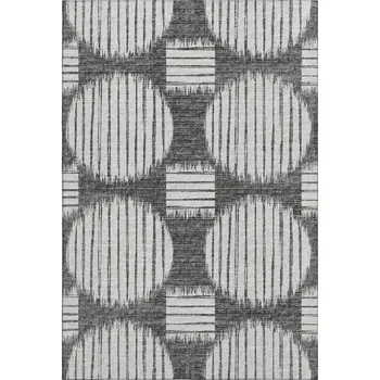 9' X 12' Gray And Charcoal Geometric Washable Area Rug With UV Protection