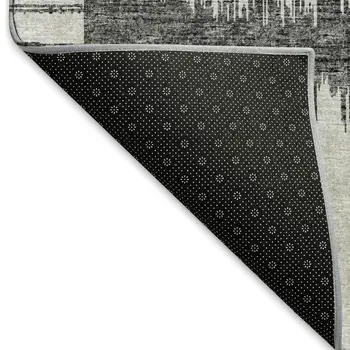 9' X 12' Gray And Charcoal Geometric Washable Area Rug With UV Protection