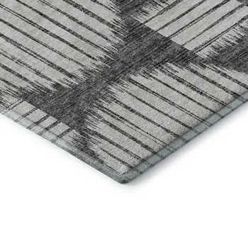 9' X 12' Gray And Charcoal Geometric Washable Area Rug With UV Protection