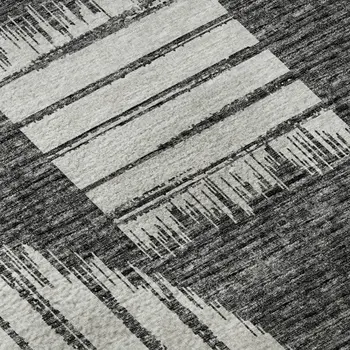 9' X 12' Gray And Charcoal Geometric Washable Area Rug With UV Protection