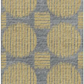 3' X 5' Gold And Gray Geometric Washable Area Rug With UV Protection