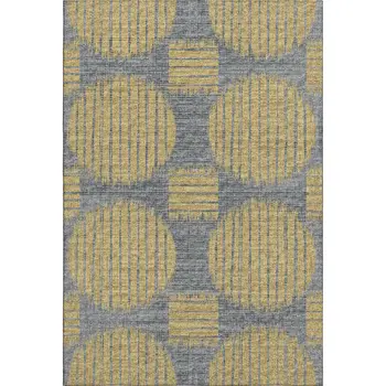 5' X 8' Gold And Gray Geometric Washable Area Rug With UV Protection