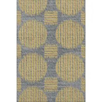 5' X 8' Gold And Gray Geometric Washable Area Rug With UV Protection