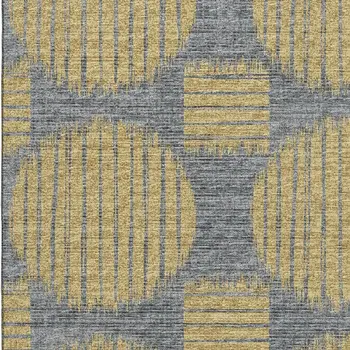 8' X 10' Gold And Gray Geometric Washable Area Rug With UV Protection