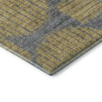 9' X 12' Gold And Gray Geometric Washable Area Rug With UV Protection