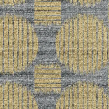 9' X 12' Gold And Gray Geometric Washable Area Rug With UV Protection
