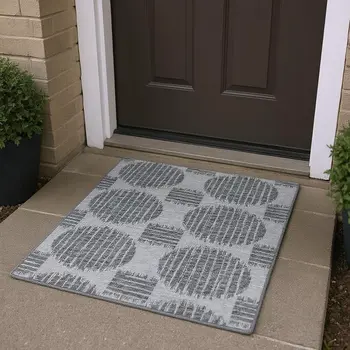 3' X 5' Graphite And Charcoal Geometric Washable Area Rug With UV Protection