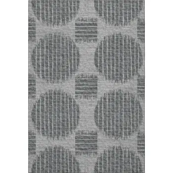 5' X 8' Graphite And Charcoal Geometric Washable Area Rug With UV Protection