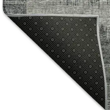 8' X 10' Graphite And Charcoal Geometric Washable Area Rug With UV Protection