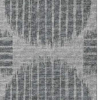 8' X 10' Graphite And Charcoal Geometric Washable Area Rug With UV Protection