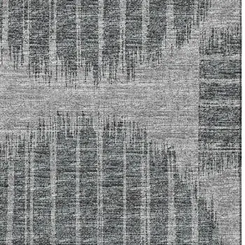 9' X 12' Graphite And Charcoal Geometric Washable Area Rug With UV Protection
