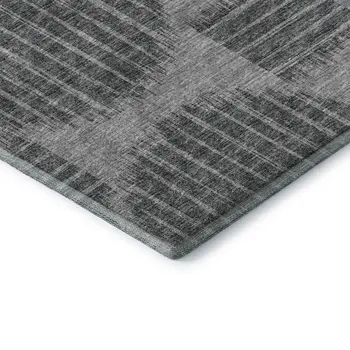 10' X 14' Graphite And Charcoal Geometric Washable Area Rug With UV Protection