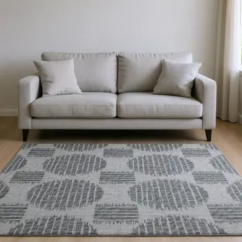 10' X 14' Graphite And Charcoal Geometric Washable Area Rug With UV Protection