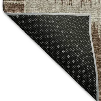 3' X 5' Brown And Ivory Geometric Washable Area Rug With UV Protection