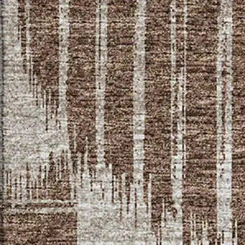 3' X 5' Brown And Ivory Geometric Washable Area Rug With UV Protection