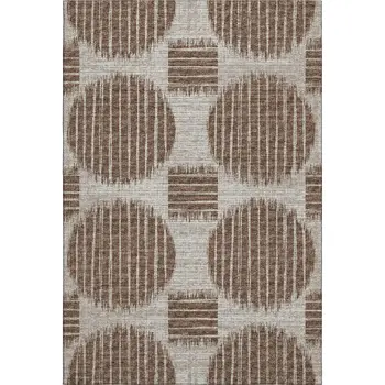 8' X 10' Brown And Ivory Geometric Washable Area Rug With UV Protection