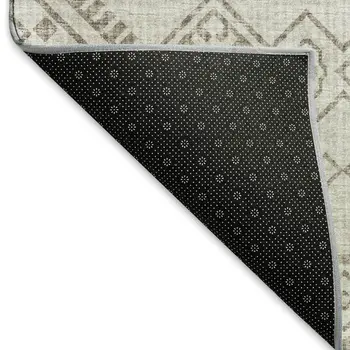 10' X 14' Taupe And Ivory Tribal Washable Area Rug With UV Protection