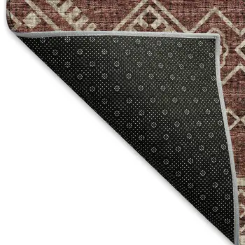 5' X 8' Burnt Sienna And Ivory Tribal Washable Area Rug With UV Protection