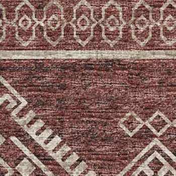 8' X 10' Burnt Sienna And Ivory Tribal Washable Area Rug With UV Protection