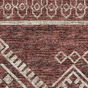 9' X 12' Burnt Sienna And Ivory Tribal Washable Area Rug With UV Protection