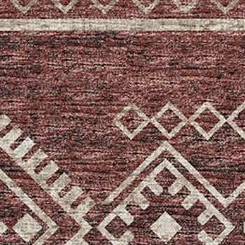 10' X 14' Burnt Sienna And Ivory Tribal Washable Area Rug With UV Protection