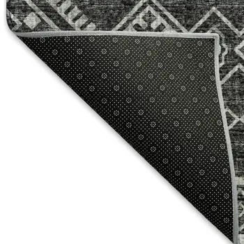 3' X 5' Gray And Ivory Tribal Washable Area Rug With UV Protection