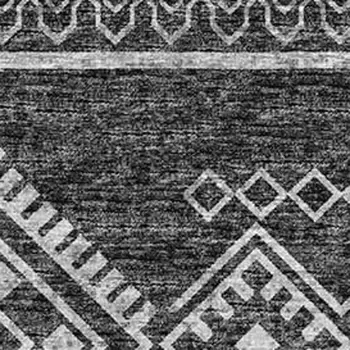 3' X 5' Gray And Ivory Tribal Washable Area Rug With UV Protection