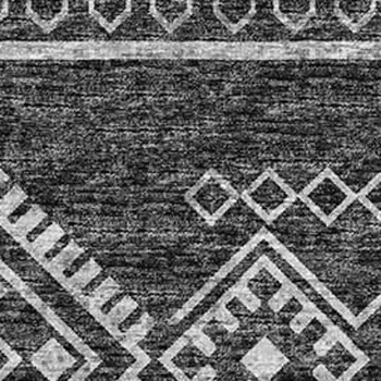 8' X 10' Gray And Ivory Tribal Washable Area Rug With UV Protection