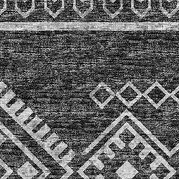 9' X 12' Gray And Ivory Tribal Washable Area Rug With UV Protection