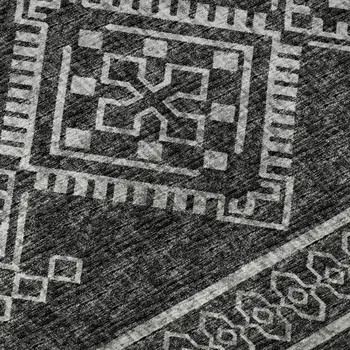 10' X 14' Gray And Ivory Tribal Washable Area Rug With UV Protection