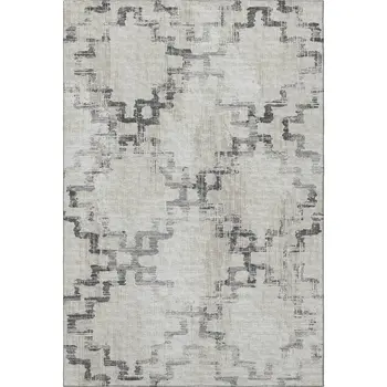 3' X 5' Taupe And Ivory Tribal Washable Area Rug With UV Protection