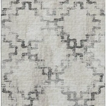 8' X 10' Taupe And Ivory Tribal Washable Area Rug With UV Protection
