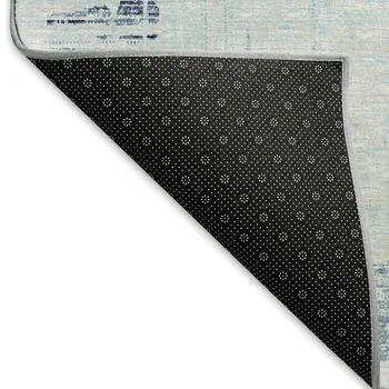 9' X 12' Blue And Light Blue Tribal Washable Area Rug With UV Protection
