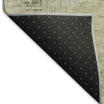 5' X 8' Green And Beige Tribal Washable Area Rug With UV Protection