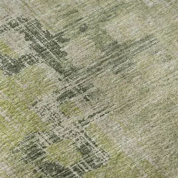 5' X 8' Green And Beige Tribal Washable Area Rug With UV Protection