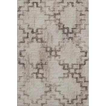 3' X 5' Coffee And Ivory Tribal Washable Area Rug With UV Protection