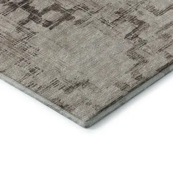 3' X 5' Coffee And Ivory Tribal Washable Area Rug With UV Protection