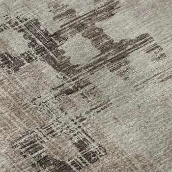 3' X 5' Coffee And Ivory Tribal Washable Area Rug With UV Protection