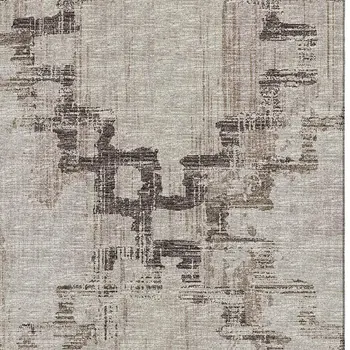 3' X 5' Coffee And Ivory Tribal Washable Area Rug With UV Protection