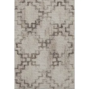 3' X 5' Coffee And Ivory Tribal Washable Area Rug With UV Protection