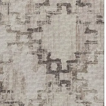 5' X 8' Coffee And Ivory Tribal Washable Area Rug With UV Protection
