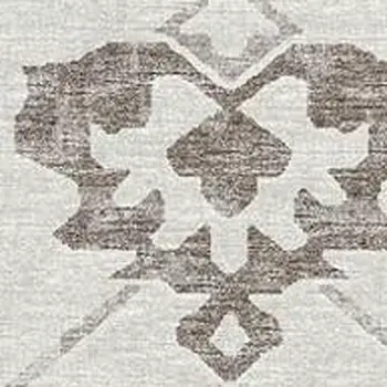 3' X 5' Taupe And Ivory Floral Medallion Washable Area Rug With UV Protection