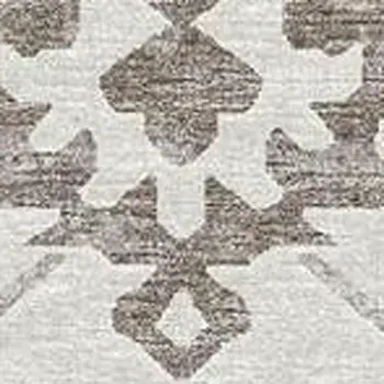 5' X 8' Taupe And Ivory Floral Medallion Washable Area Rug With UV Protection