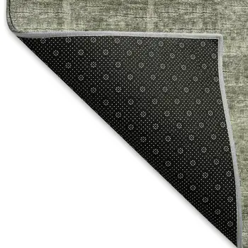 3' X 5' Olive Green And Ivory Floral Medallion Washable Area Rug With UV Protection